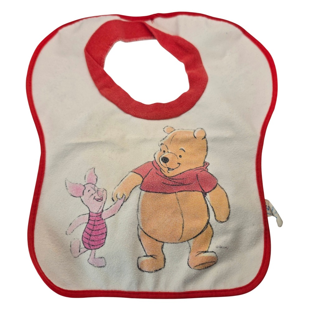 Vintage Disney Winnie the Pooh Piglet Baby Bib The First Years Red White